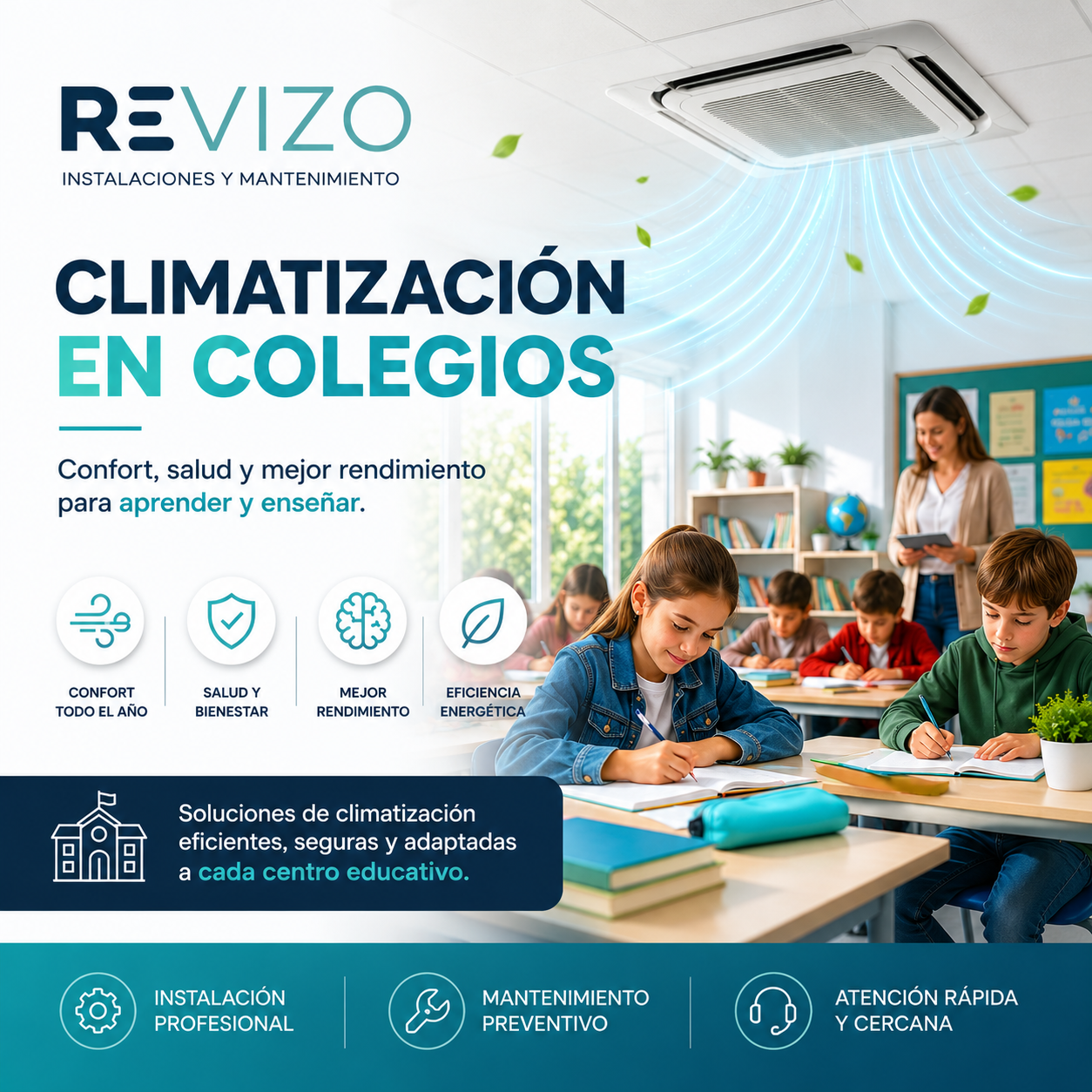 Climatización eficiente en colegios: caso real con aerotermia y recuperación de energía
