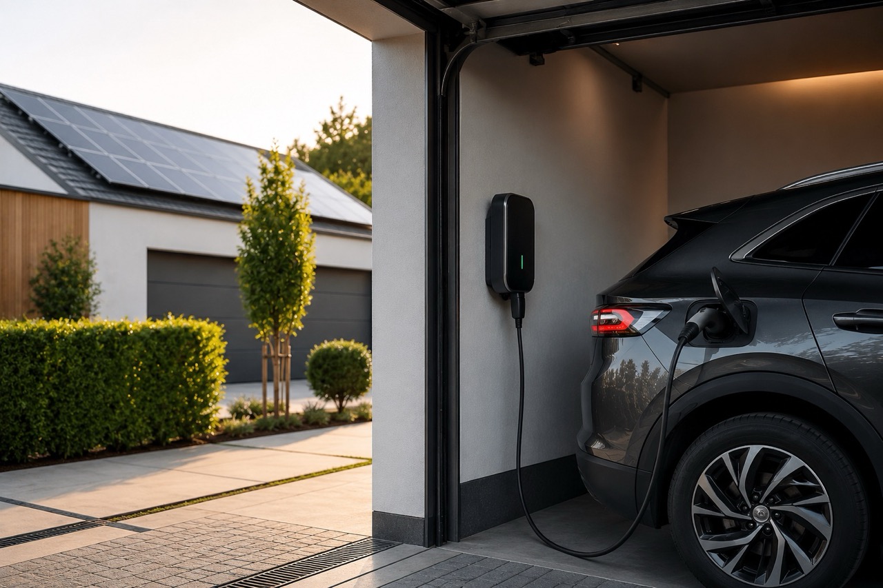 Guía para instalar un cargador de coche eléctrico en casa, elegir potencia, cumplir normativa, integrar placas solares y valorar ayudas disponibles.